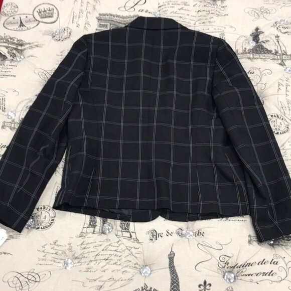 Kasper Petite Windowpane-Plaid One-Button Blazer - Picture 3 of 7
